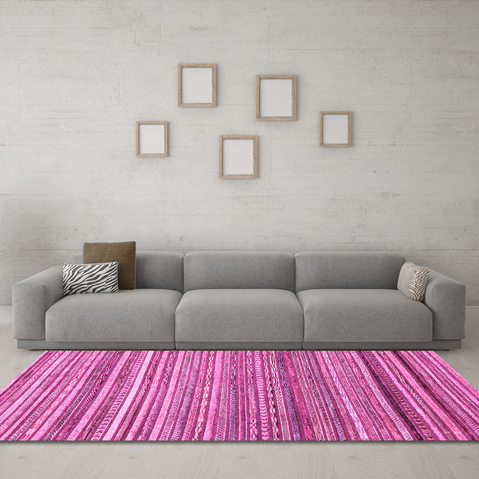 Machine Washable Abstract Pink Modern Rug in a Living Room, wshabs2224pnk