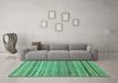 Machine Washable Abstract Turquoise Modern Area Rugs in a Living Room,, wshabs2224turq