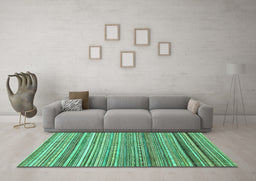 Machine Washable Abstract Turquoise Modern Area Rugs in a Living Room,, wshabs2224turq