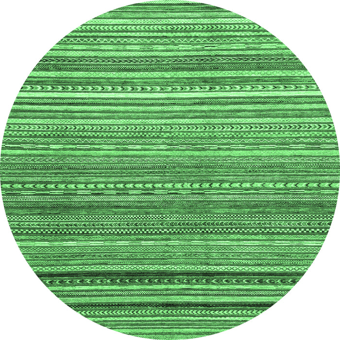 Round Machine Washable Abstract Emerald Green Modern Area Rugs, wshabs2224emgrn