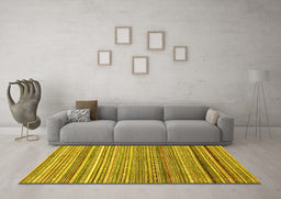 Machine Washable Abstract Yellow Modern Rug in a Living Room, wshabs2224yw