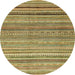 Round Abstract Metallic Gold Modern Rug, abs2224