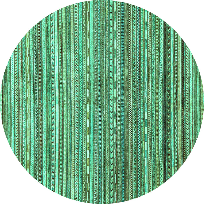 Round Abstract Turquoise Modern Rug, abs2224turq