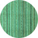 Round Abstract Turquoise Modern Rug, abs2224turq