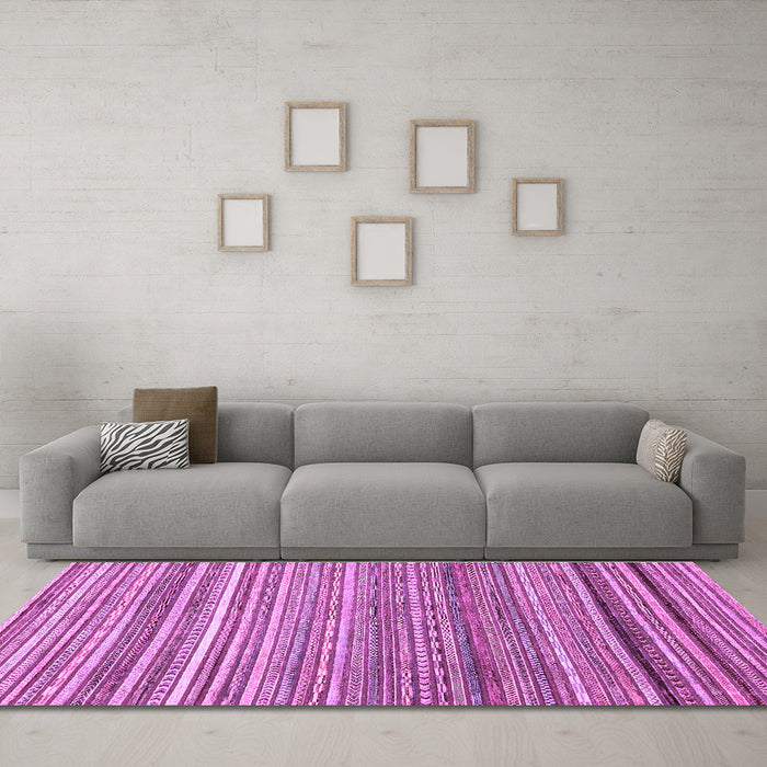 Machine Washable Abstract Purple Modern Area Rugs in a Living Room, wshabs2224pur