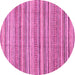 Round Machine Washable Abstract Pink Modern Rug, wshabs2225pnk