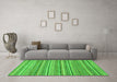 Machine Washable Abstract Green Modern Area Rugs in a Living Room,, wshabs2225grn