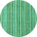 Round Machine Washable Abstract Turquoise Modern Area Rugs, wshabs2225turq