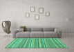 Machine Washable Abstract Turquoise Modern Area Rugs in a Living Room,, wshabs2225turq