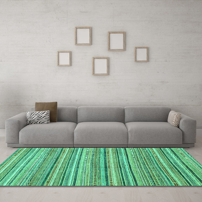 Machine Washable Abstract Turquoise Modern Area Rugs in a Living Room,, wshabs2225turq