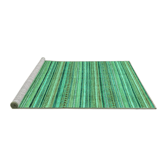 Sideview of Machine Washable Abstract Turquoise Modern Area Rugs, wshabs2225turq