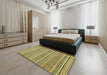 Abstract Metallic Gold Modern Rug in a Bedroom, abs2225