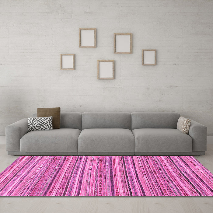 Machine Washable Abstract Pink Modern Rug in a Living Room, wshabs2225pnk