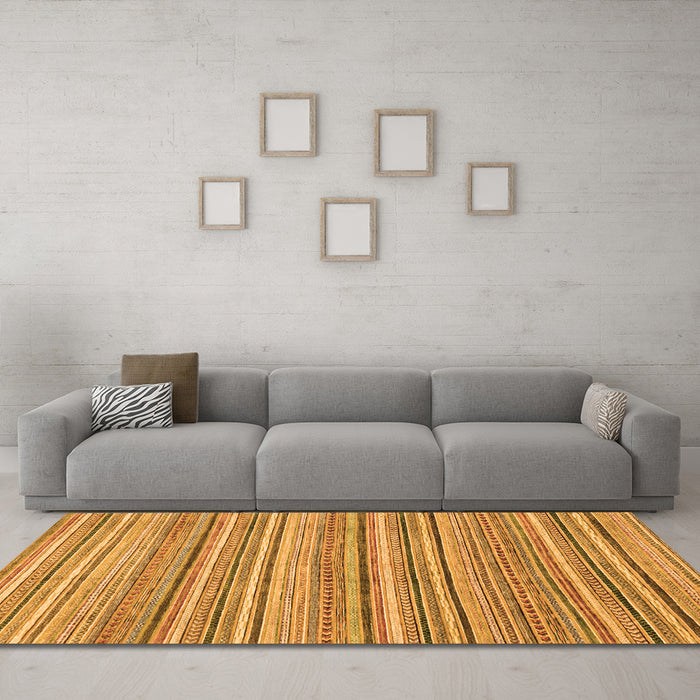 Machine Washable Abstract Orange Modern Area Rugs in a Living Room, wshabs2225org