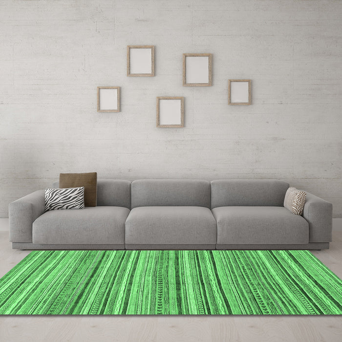 Machine Washable Abstract Emerald Green Modern Area Rugs in a Living Room,, wshabs2225emgrn