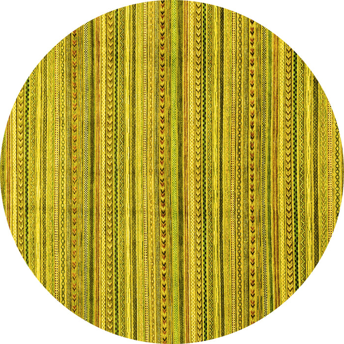 Round Abstract Yellow Modern Rug, abs2225yw
