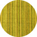 Round Abstract Yellow Modern Rug, abs2225yw