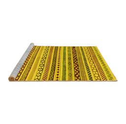 Sideview of Machine Washable Abstract Yellow Modern Rug, wshabs2226yw