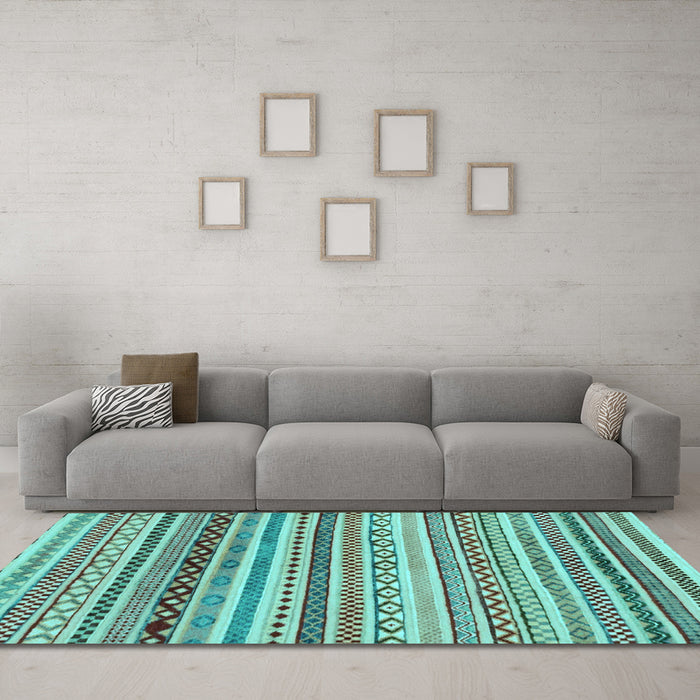 Machine Washable Abstract Light Blue Modern Rug in a Living Room, wshabs2226lblu