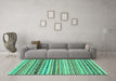 Machine Washable Abstract Turquoise Modern Area Rugs in a Living Room,, wshabs2226turq