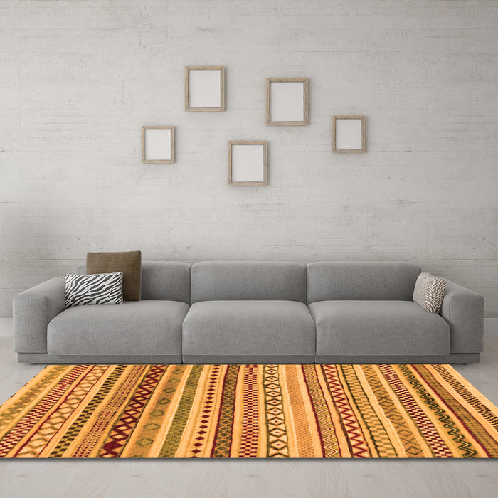 Machine Washable Abstract Orange Modern Area Rugs in a Living Room, wshabs2226org
