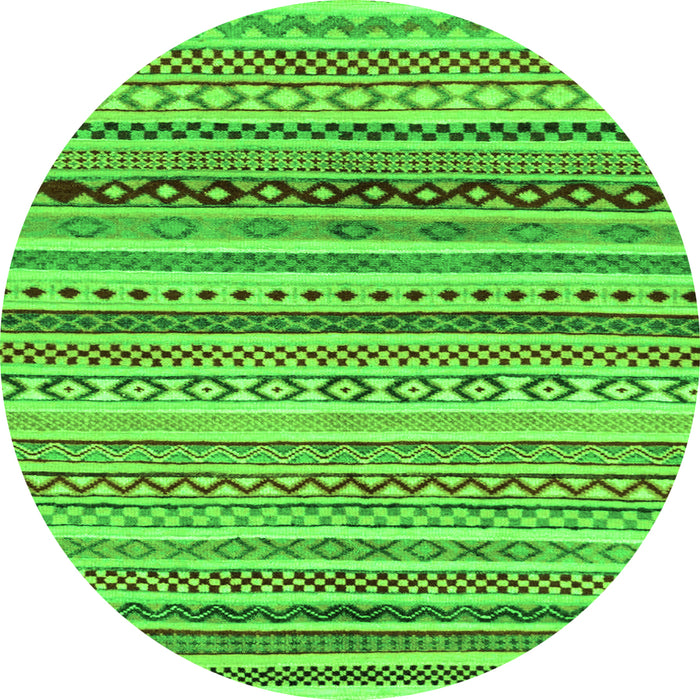Round Machine Washable Abstract Green Modern Area Rugs, wshabs2226grn