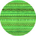 Round Machine Washable Abstract Green Modern Area Rugs, wshabs2226grn