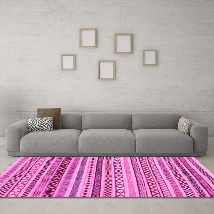 Machine Washable Abstract Pink Modern Rug in a Living Room, wshabs2226pnk