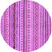 Round Machine Washable Abstract Purple Modern Area Rugs, wshabs2226pur