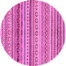 Round Machine Washable Abstract Pink Modern Rug, wshabs2226pnk