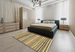 Abstract Chrome Gold Yellow Modern Rug in a Bedroom, abs2226