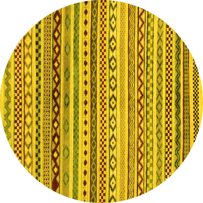 Round Machine Washable Abstract Yellow Modern Rug, wshabs2226yw