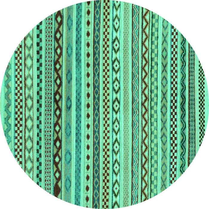 Round Machine Washable Abstract Turquoise Modern Area Rugs, wshabs2226turq