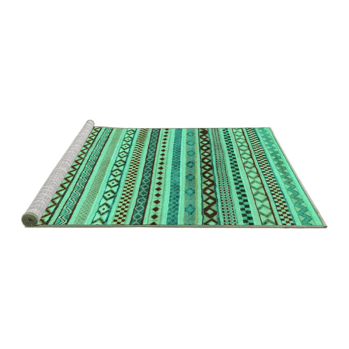 Sideview of Machine Washable Abstract Turquoise Modern Area Rugs, wshabs2226turq