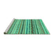 Sideview of Machine Washable Abstract Turquoise Modern Area Rugs, wshabs2226turq