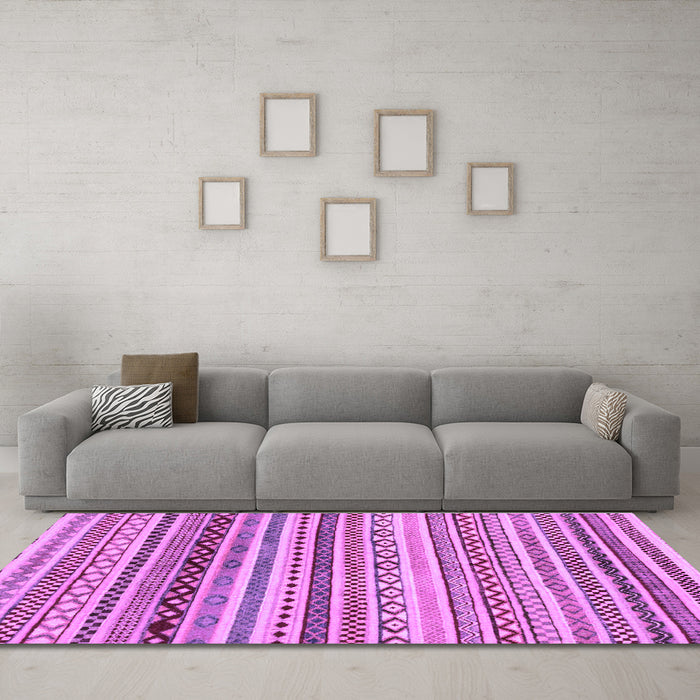 Machine Washable Abstract Purple Modern Area Rugs in a Living Room, wshabs2226pur