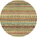 Round Abstract Chrome Gold Yellow Modern Rug, abs2226