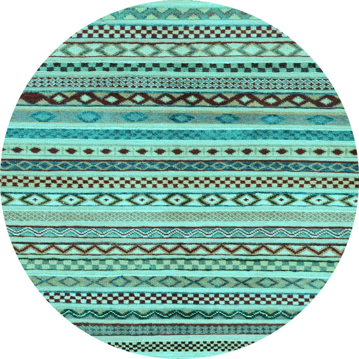 Round Machine Washable Abstract Light Blue Modern Rug, wshabs2226lblu