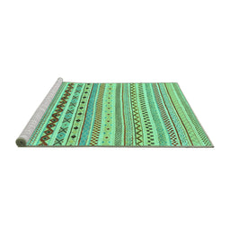 Sideview of Machine Washable Abstract Turquoise Modern Area Rugs, wshabs2227turq