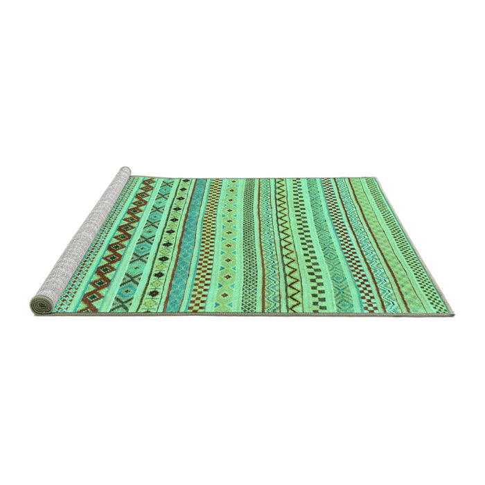 Sideview of Machine Washable Abstract Turquoise Modern Area Rugs, wshabs2227turq