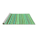 Sideview of Machine Washable Abstract Turquoise Modern Area Rugs, wshabs2227turq