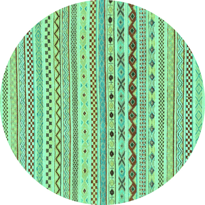Round Machine Washable Abstract Turquoise Modern Area Rugs, wshabs2227turq