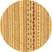 Round Machine Washable Abstract Brown Modern Rug, wshabs2227brn