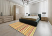 Abstract Chocolate Brown Modern Rug in a Bedroom, abs2227