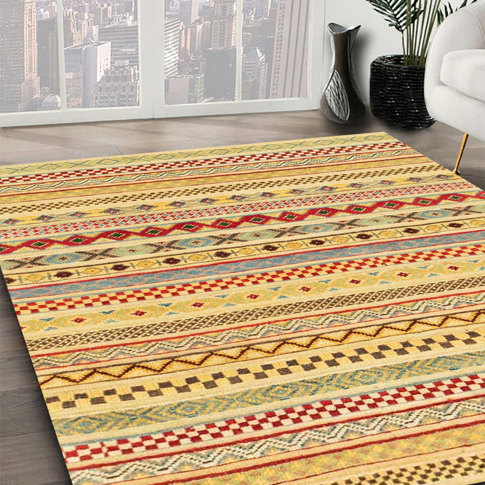 Machine Washable Abstract Chocolate Brown Rug in a Family Room, wshabs2227