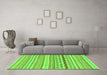 Machine Washable Abstract Green Modern Area Rugs in a Living Room,, wshabs2227grn