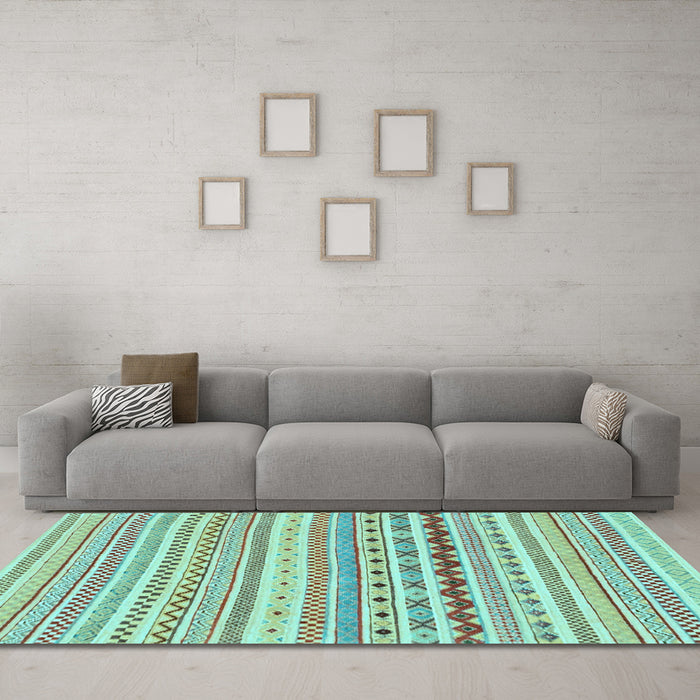 Machine Washable Abstract Light Blue Modern Rug in a Living Room, wshabs2227lblu