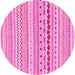 Round Machine Washable Abstract Pink Modern Rug, wshabs2227pnk