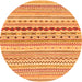 Round Machine Washable Abstract Orange Modern Area Rugs, wshabs2227org