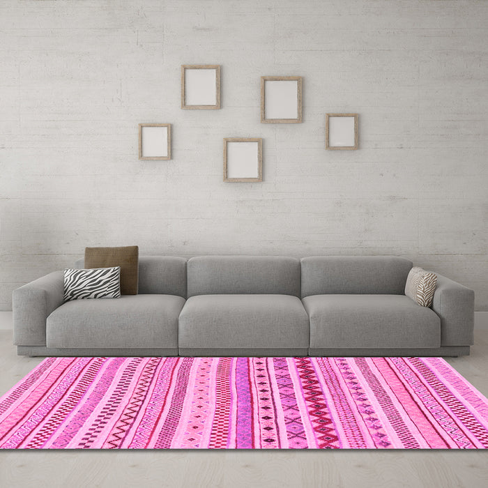 Machine Washable Abstract Pink Modern Rug in a Living Room, wshabs2227pnk